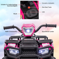 GARVEE 12V ATV elettrico per bambini - Veicolo a spinta con una velocità sicura di 2,2 mph, funzione avanti/indietro, fari a LED, musica e USB, per bambini e bambine dai 3 agli 8 anni (88 x 50