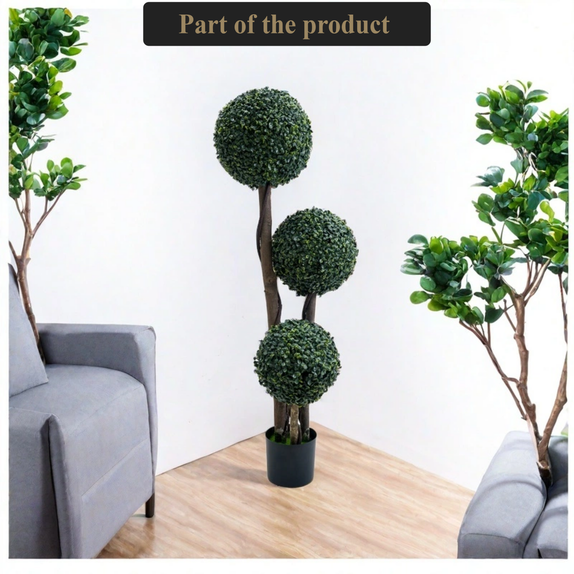 Garvee Artificiale Bosso Topiario 35 Pollici Albero a Tre Sfere in Plastica Resistente alle Intemperie per Giardino e Patio Verde