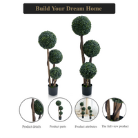 Garvee Artificiale Bosso Topiario 35 Pollici Albero a Tre Sfere in Plastica Resistente alle Intemperie per Giardino e Patio Verde