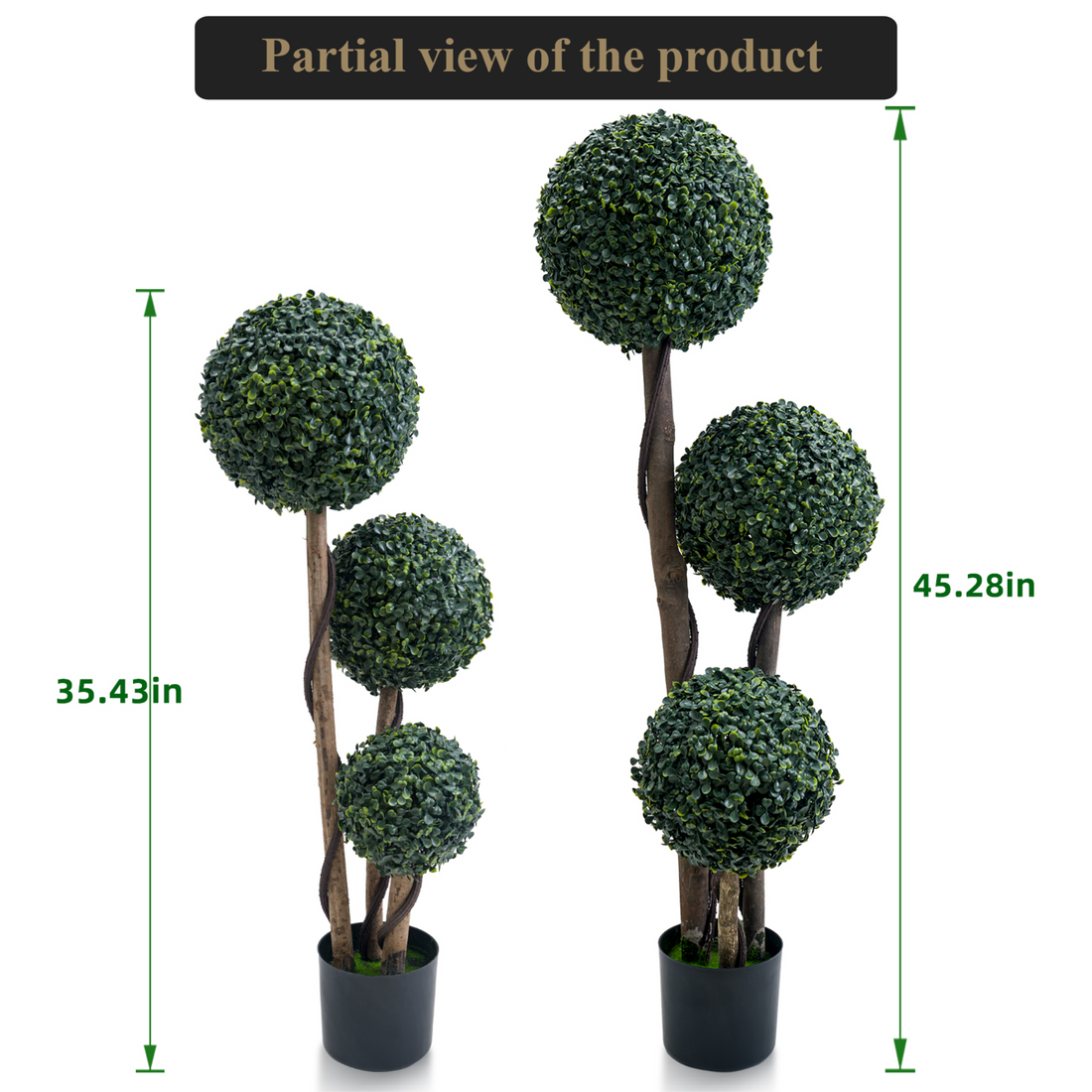 Garvee Artificiale Bosso Topiario 35 Pollici Albero a Tre Sfere in Plastica Resistente alle Intemperie per Giardino e Patio Verde
