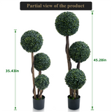 Garvee Artificiale Bosso Topiario 35 Pollici Albero a Tre Sfere in Plastica Resistente alle Intemperie per Giardino e Patio Verde