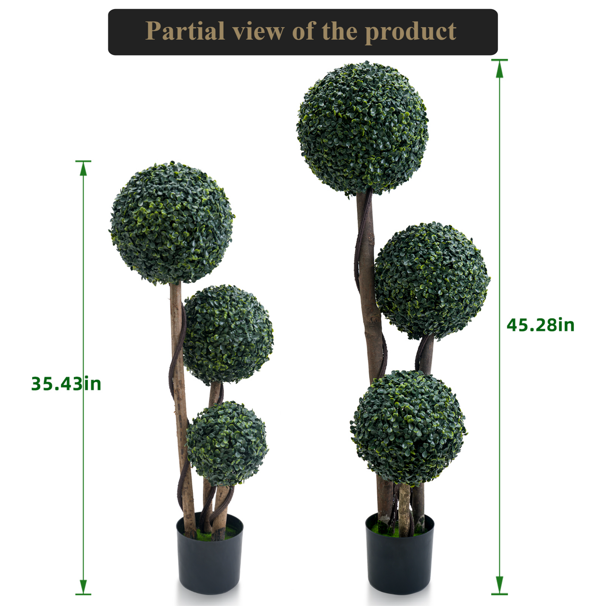 Garvee Artificiale Bosso Topiario 35 Pollici Albero a Tre Sfere in Plastica Resistente alle Intemperie per Giardino e Patio Verde