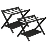 GARVEE Portavaligie Pieghevole in Bambù Nero con Ripiano Inferiore e Cinghie in Nylon, Portata 49,9 kg, per Camera, Soggiorno e Hotel