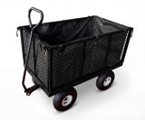 GARVEE Carrello da Giardino 181 kg con Pannelli in Rete Removibili, Pneumatici Tutto Terreno da 25,4 cm e Telo Impermeabile, Nero