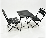 GARVEE Set Bistrot Pieghevole da 3 Pezzi, Nero, in Metallo Verniciato, Tavolo con 2 Sedie Richiudibili per Balcone e Terrazza - Nero