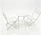 GARVEE Set Bistrot Pieghevole da 3 Pezzi, Bianco, in Metallo Verniciato, Tavolo con 2 Sedie Richiudibili per Balcone e Terrazza - Bianco
