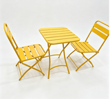 GARVEE Set Bistrot Pieghevole da 3 Pezzi, Giallo sabbia, in Metallo Verniciato, Tavolo con 2 Sedie Richiudibili per Balcone e Terrazza - Giallo sabbia