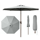 GARVEE Ombrellone da Esterno 300 cm con Protezione Solare UPF 50+, Inclinabile con Manovella, Telo in Poliestere 180 g/m², Struttura con Stecche in Acciaio e Ventilazione Superiore, Grigio - Grigio