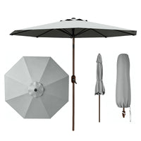 GARVEE Ombrellone da Esterno 300 cm con Protezione Solare UPF 50+, Inclinabile con Manovella, Telo in Poliestere 180 g/m², Struttura con Stecche in Acciaio e Ventilazione Superiore, Grigio