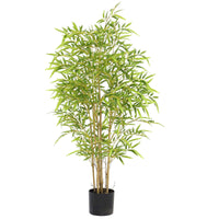 Albero di bambù artificiale Garvee da 4 piedi con tronco in legno e base in cemento per decorazioni interne ed esterne, verde, facile da mantenere