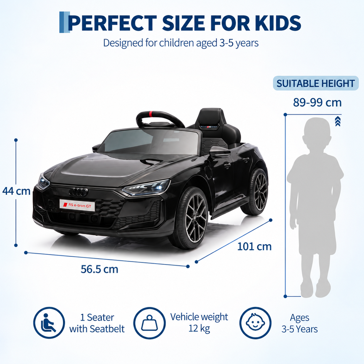 GARVEE Auto Elettrica Bambini 12V Doppio Motore con Telecomando, 3-5 km/h, Luci LED, Musica USB, Carrozzeria PP per Casa e Giardino