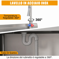 Garvee 120x51x92cm Lavello Professionale Autoportante in Acciaio Inox Robusto ad Alta Portata per Ristorazione e Cucina Industriale