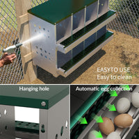 Garvee Chicken Nesting Box, pollaio zincato a 8 fori, resistente alle intemperie, verde, con 8 posti di nidificazione e struttura durevole per una produzione di uova sicura in giardino