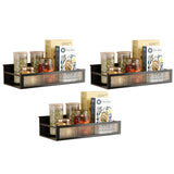 GARVEE Set 3 Mensole Magnetiche da Frigorifero in Acciaio al Carbonio Nero con Pannello Trasparente, Organizer per Spezie e Accessori Cucina Senza Forare - Nero con pannello trasparente
