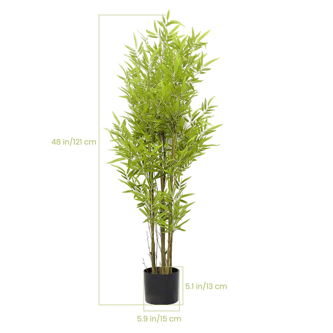 Albero di bambù artificiale Garvee da 4 piedi con tronco in legno e base in cemento per decorazioni interne ed esterne, verde, facile da mantenere