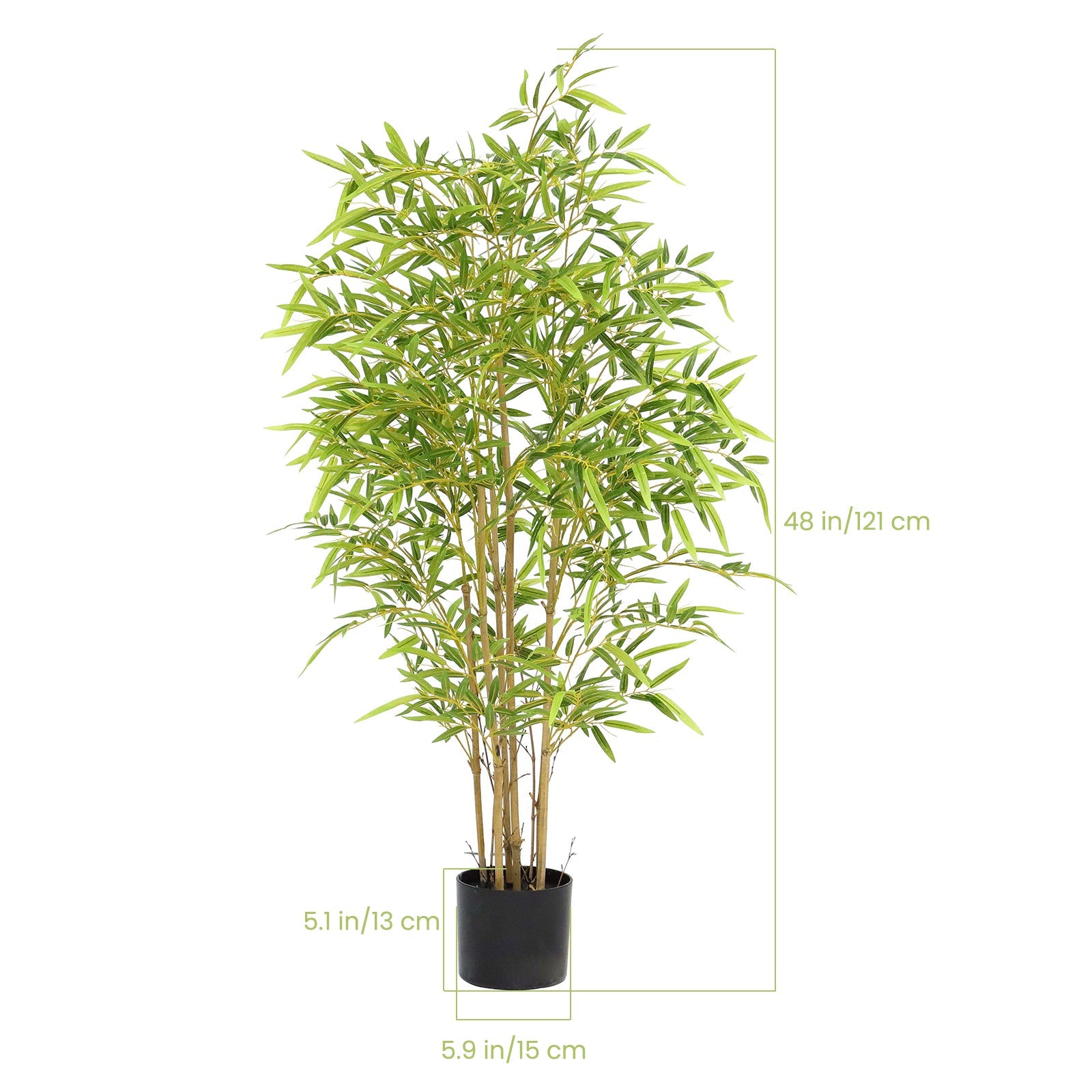 Albero di bambù artificiale Garvee da 4 piedi con tronco in legno e base in cemento per decorazioni interne ed esterne, verde, facile da mantenere