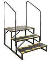 Garvee Scale RV 3 Gradini con Doppia Corrimano, Passi Antiscivolo in Metallo, Portatili per Camper e Piscine, Acciaio Robusto, Nero e Giallo