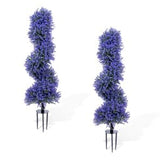 Garvee Set 2 Alberi Artificiali Lavanda Spirale, Realistici, Resistenti UV, Ferro, Stabile, Giardino e Terrazza, 90 cm, Viola