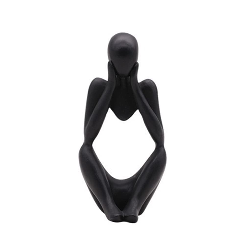 Garvee Set di 3 statue di pensatori astratti in miniatura, sculture in resina moderne nere