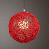 Garvee Lampada a Sospensione Esterna in Rattan Intrecciato - Paralume Rotondo 15 cm, Fatta a Mano, Stile Bohemien, 7 Colori, Giardino e Veranda - Rojo