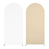 Garvee, fondale ad arco regolabile a 2 lati per matrimoni e feste, rotondo, materiale resistente, uso versatile - Bianco + Champagne