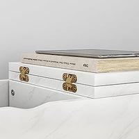 Tavolino laterale Garvee con cassetto e ripiano, tavolino da caffè stretto, oro, stile industriale retrò, stabile e durevole