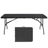Garvee Tavolo Pieghevole 6 Piedi Portatile in Plastica con Maniglia, Design Triangolare, Acciaio Verniciato, Leggero per Picnic e Campeggio, 180x74x74 cm, Grigio
