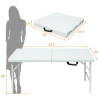Tavolo pieghevole Garvee da 4 piedi, resistente, portatile, piedini antiscivolo, regolabile, in plastica, impermeabile, bianco, per uso interno ed esterno