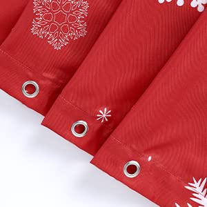 Garvee Kerst Tenda da doccia con motivo albero di Natale e fiocco di neve, impermeabile, 182x183 cm, decorazione per il bagno rossa
