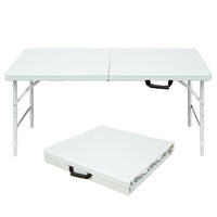 Tavolo pieghevole Garvee da 4 piedi, resistente, portatile, piedini antiscivolo, regolabile, in plastica, impermeabile, bianco, per uso interno ed esterno