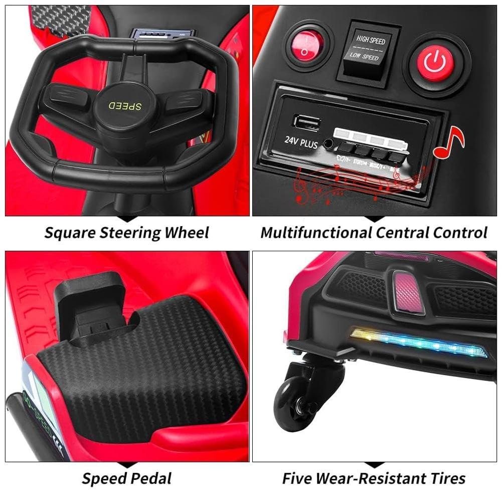 Garvee Kids Drift Electric Go-Kart 45W Red – Con telaio in metallo, motore da 45W e funzione drift per bambini dagli 8 anni in su, in strada, in piazza o in giardino.
