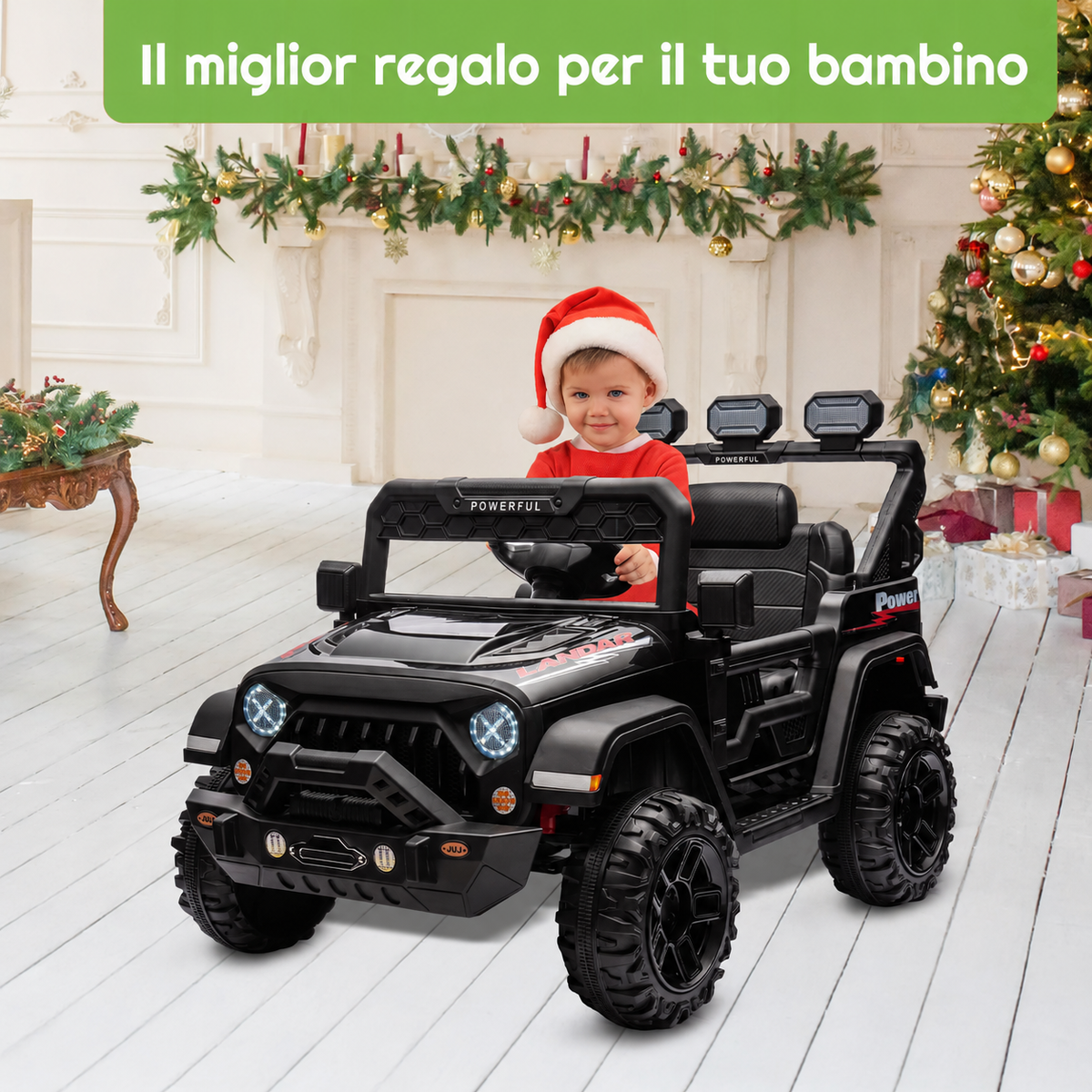 Auto elettrica per bambini Garvee con batteria potenziata da 12 V 7 Ah, veicolo elettrico a 3 velocità, 2 modalità di funzionamento, nera, per bambini da 1 a 8 anni