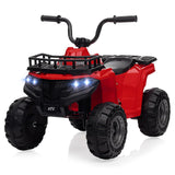 Quad elettrico Garvee 12V per bambini dai 2 ai 5 anni, auto giocattolo elettrica ATV con luci a LED, musica, design antiurto, giocattolo robusto per esterni, controllo sicuro della velocità, batteria da 12V - Rosso