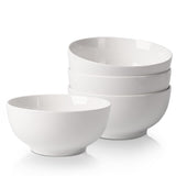 Insalatiere in porcellana Garvee da 650 ml, set da 4 pezzi, bianco crema, versatili e robuste, per insalate e snack