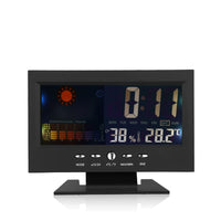 Sveglia digitale a LED Garvee con display di temperatura e umidità per camera da letto e soggiorno, alloggiamento in plastica, display 12/24 ore, funzione snooze, compatta, nera