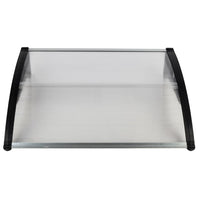 Pensilina Garvee per porta d'ingresso, tetto trasparente in ABS 100x80 cm, protezione da pioggia e raggi UV, staffa nera curva per uso esterno