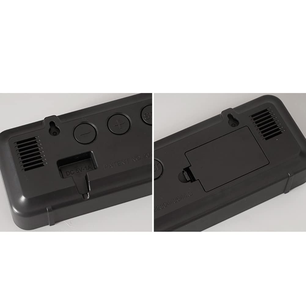 GARVEE Sveglia digitale da 23 cm con display a LED per temperatura e umidità, per casa e ufficio, alimentazione tramite USB, dimmerabile, grande