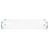 Garvee Paravento per Focolare 74x33x11,4 cm Vetro Temperato Spessore 0,8 cm Supporti Alluminio Antivento Piedini Antiscivolo per Esterni