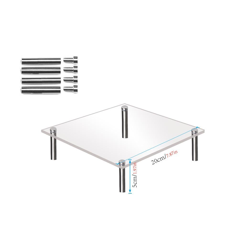Garvee Tortenständer Acrilico Trasparente 20cm Mit Robuste Metallbeine Für Hochzeiten Und Feste Quadratisch Transparent