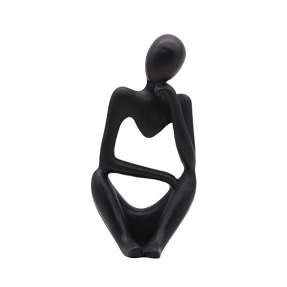 Garvee Set di 3 statue di pensatori astratti in miniatura, sculture in resina moderne nere