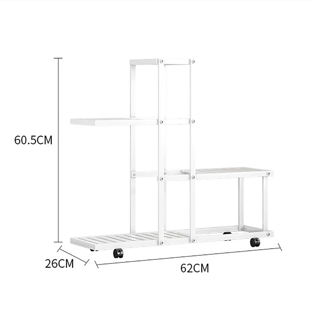 Garvee Plant Stand Mensola angolare con ruote, multilivello, struttura in ferro robusto per soggiorno, balcone, giardino, impermeabile, stabile, nero