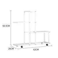 Garvee Plant Stand Mensola angolare con ruote, multilivello, struttura in ferro robusto per soggiorno, balcone, giardino, impermeabile, stabile, nero