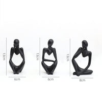 Garvee Set di 3 statue di pensatori astratti in miniatura, sculture in resina moderne nere