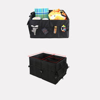 Garvee, grande contenitore pieghevole per auto da 60 litri con divisorio rimovibile, cinghie di fissaggio, materiale robusto per il bagagliaio, uso versatile, nero