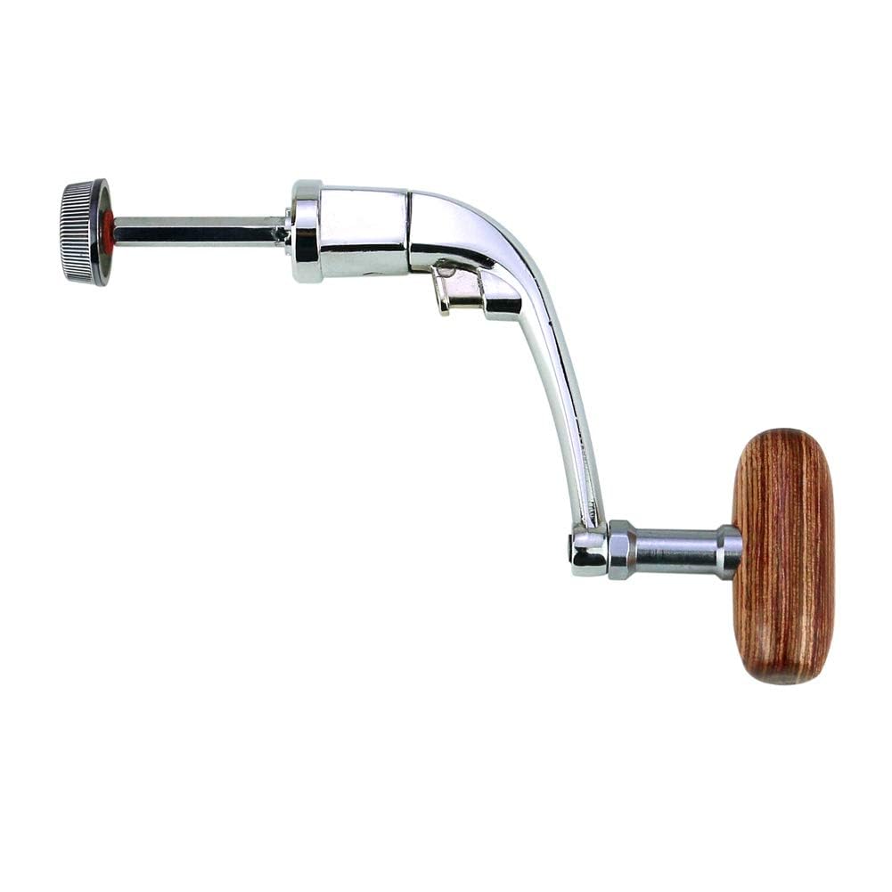 Garvee Manico Universale in Metallo per Mulinello da Spinning, Pieghevole, Impugnatura in Legno Antiscivolo, Pesca Acqua Dolce e Salata, Robusto e Compatibile