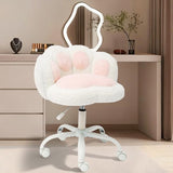 Garvee Sedia Vanity con Schienale a Zampa di Gatto, Girevole 360°, Altezza Regolabile, Tessuto Teddy, Armless, per Ufficio e Camera Bambini, Comfort Ultra Morbido, Design Ergonomico, Nero - White