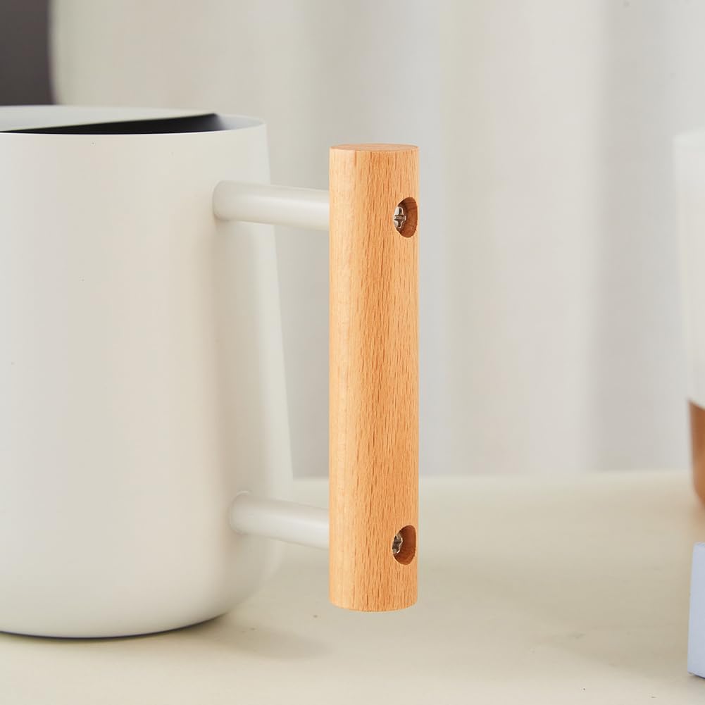 Annaffiatoio Garvee per piante da appartamento da 900 ml con beccuccio lungo e manico in legno per casa e giardino, bianco