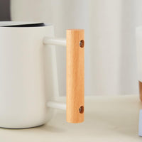 Annaffiatoio Garvee per piante da appartamento da 900 ml con beccuccio lungo e manico in legno per casa e giardino, bianco
