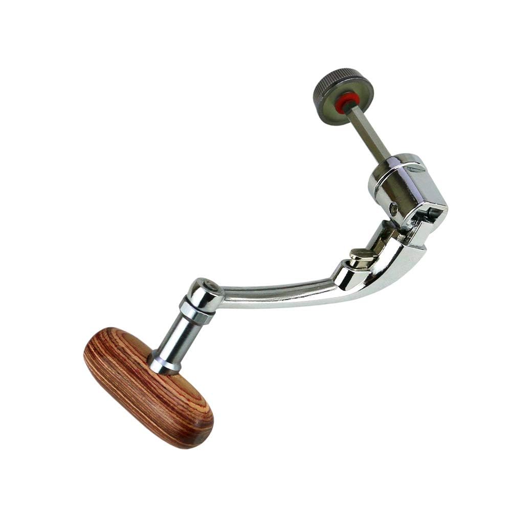 Garvee Manico Universale in Metallo per Mulinello da Spinning, Pieghevole, Impugnatura in Legno Antiscivolo, Pesca Acqua Dolce e Salata, Robusto e Compatibile