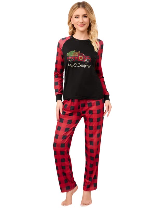 Garvee Christmas Family Pigiama natalizio a maniche lunghe da donna, due pezzi, rosso, 2 m, comodo e caldo per le feste in famiglia